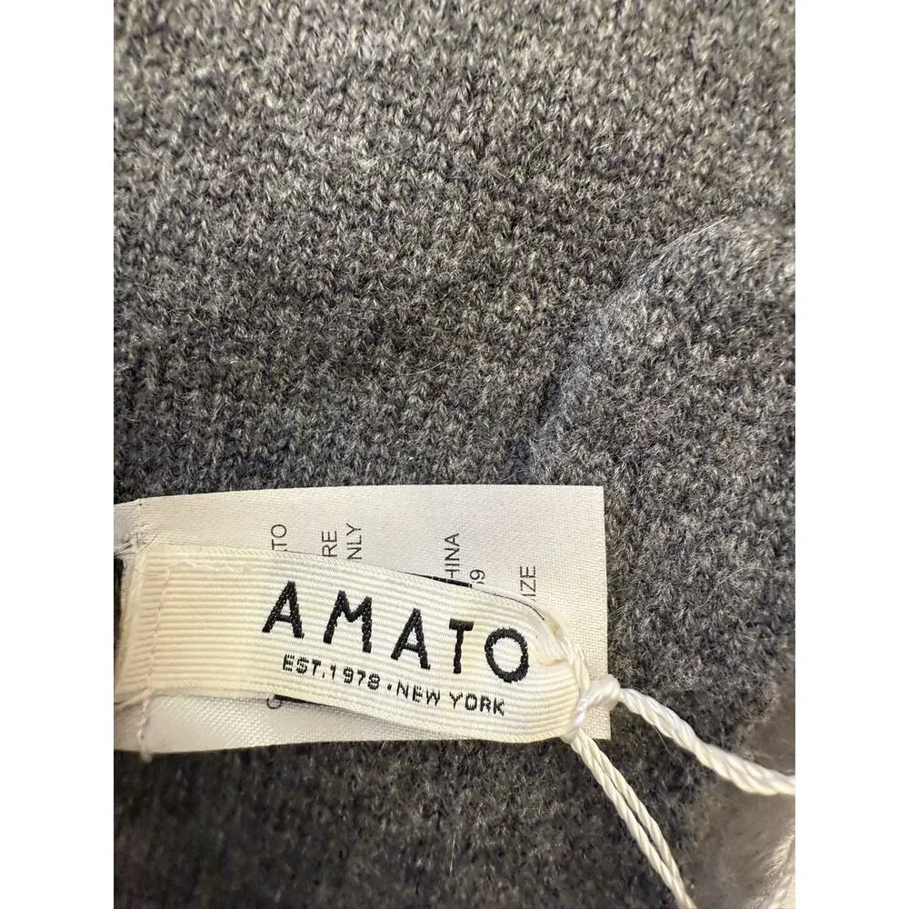 Carolina Amato‎ Women's One Size Gray Wool Cashmere Blend Mittens NWT